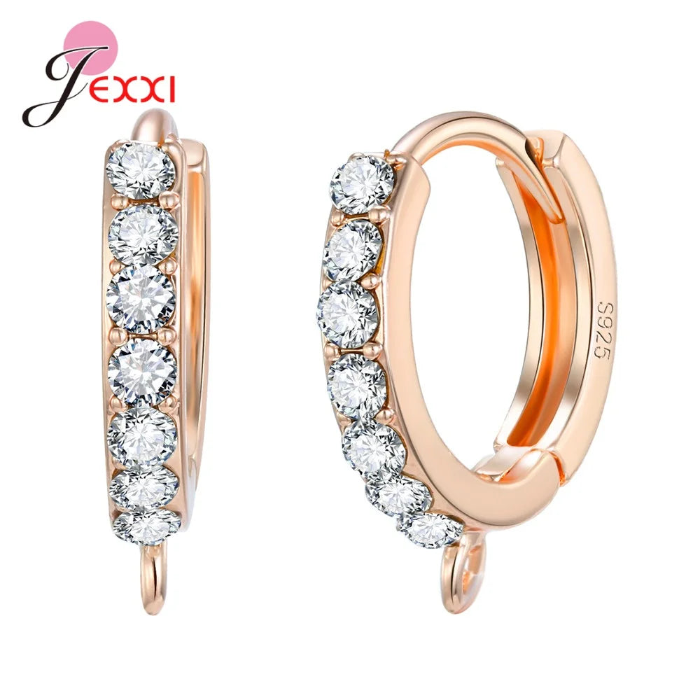 Korean Style Various Model Crystal Earring Findings Genuine 925 Sterling Silver Color Earring Findings Jewelry Accessory for DIY Qme B