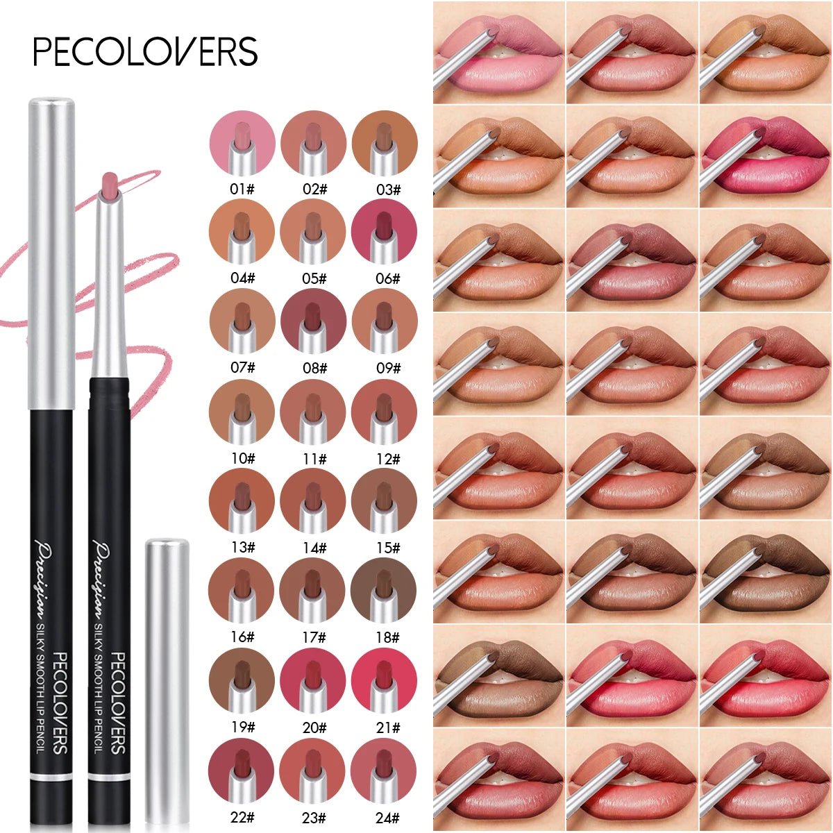 24-Color Matte Lip Liner Long-lasting Natural Effect Pencil All Skin Qme