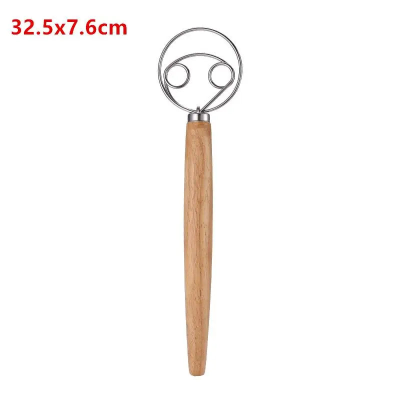 Stainless Steel Dough Whisk With Smooth Wooden Handle Sourdough & Bread Mixing Danish Dough Whisk Bread Tools Qme F