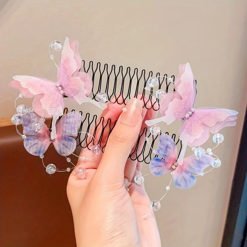 Cute Invisible Butterfly Hair Clip, Stretchable Invisible Hair Clip, U-shaped Hair Trimming Fixed Comb, Hair Accessory Hair Rack Qme
