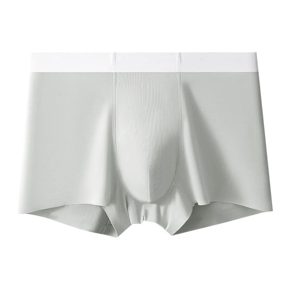 Simple Quick-dry Men's Boxer Briefs Cool Feeling Breathable Seamless Panties Lingerie Shorts Ice Silk Panties Gifts Qme Grey L