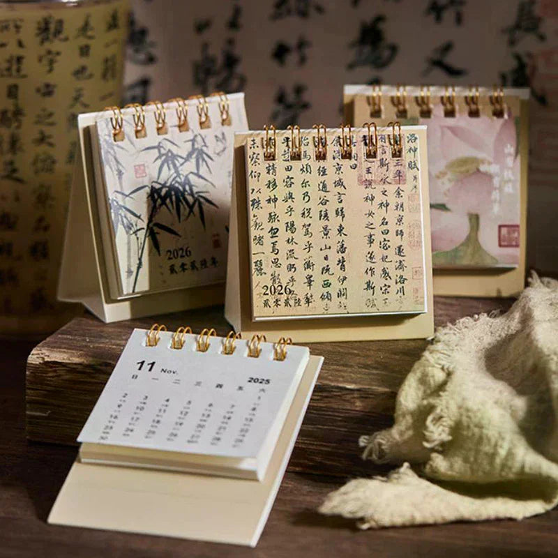 2026 Mini Simple Calendar Small Desk Creative Coil Planner Desktop Qme