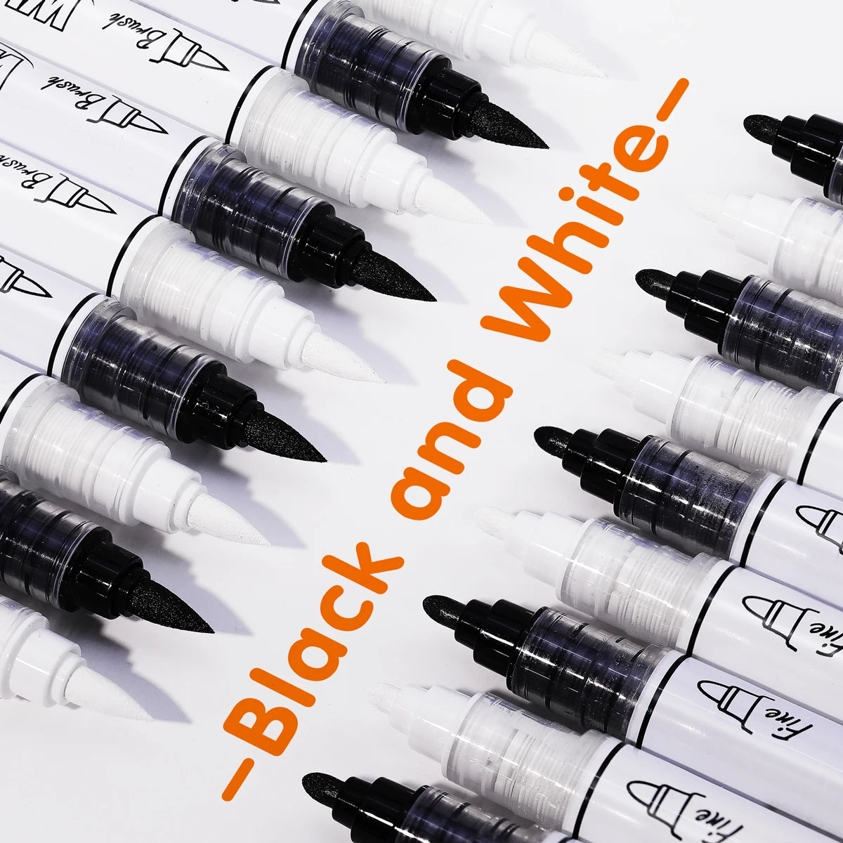 Dual Tip Permanent Acrylic Paint Markers Pens Black White Large Capacity Graffiti Marker for Fabric Stone Wood Glass Art DIY Qme