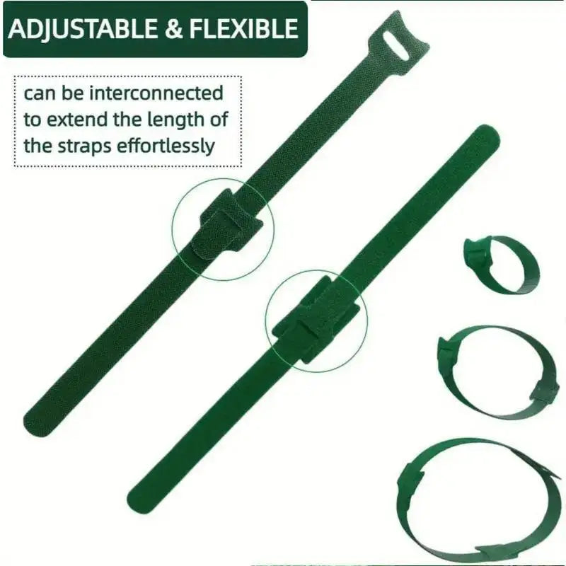 50 Reusable Non-slip Nylon Plant Ties Hook Loop Fasteners Adjustable Qme