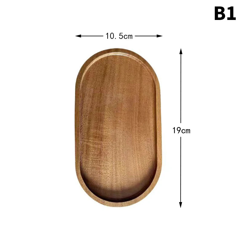 Japanese Tableware Wooden Plate Beech Oval Tray Mini Solid Wood Small Plate Children's Whole Wooden Plate Wooden Plate Qme B1