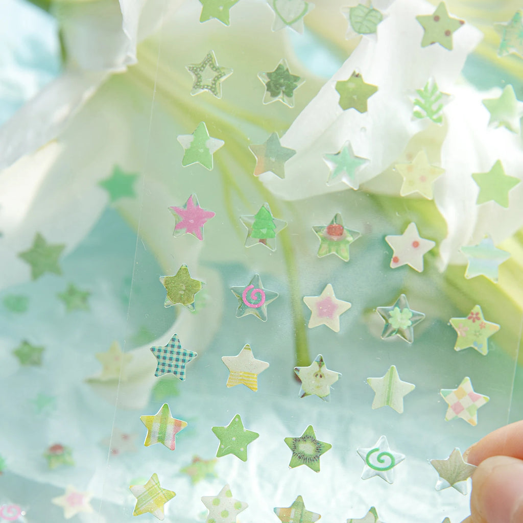 4 Designs Candy Star Series Lovely Five Point Star Theme Resin Stickers for Scrapbooking DIY Frame Collage Decoration Qme