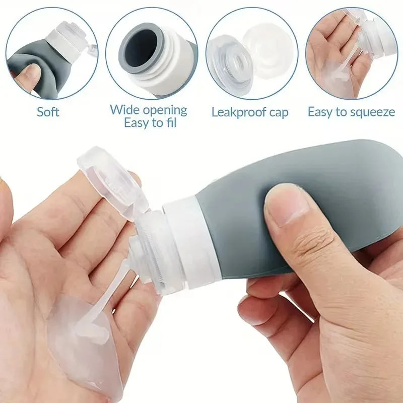 Silicone Travel Bottles Leak Proof Toiletry Containers Shampoo Qme