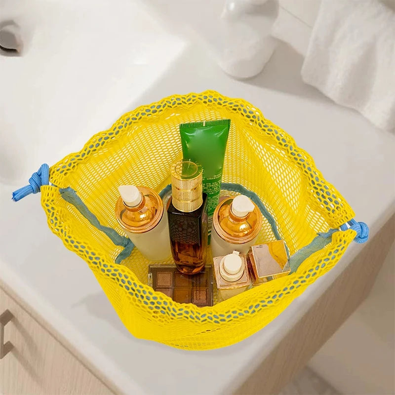 Nylon Mesh Drawstring Storage Pouch Bag Multi Purpose Travel Outdoor Qme