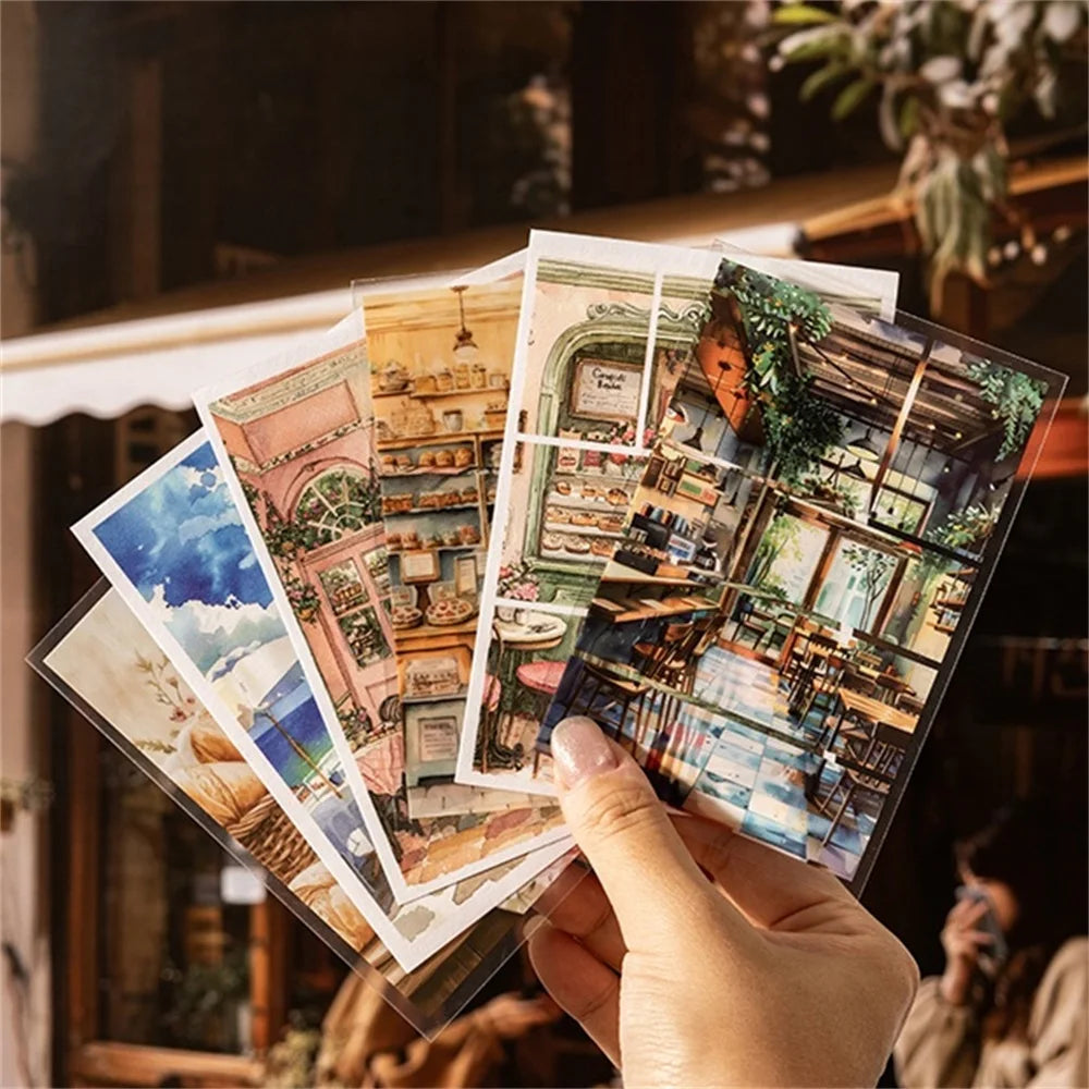 30 pcs Die-Cut Sticker Book - Aesthetic Landscape Scrapbooking Stickers，Glitter Matte Glossy Finish，School Stationery supplies Qme