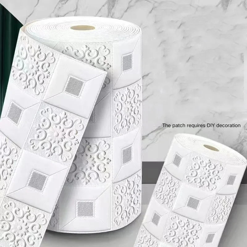 1- 70 Golden Brick Foam Wallpaper Wall Sticker Self Adhesive Panel Qme sliver 70CMx70CM 1pcs