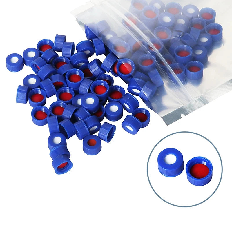Blue Open-topped Polypropylene Cap Plastic Septa 9 Mm For Chromatography Vial 2 Ml Replacement Qme Headspace cover
