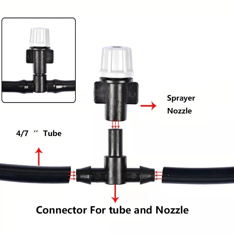 Irrigation 10Meters 10 Sprinklers Nozzles Water Sprayer Misting Fog Qme