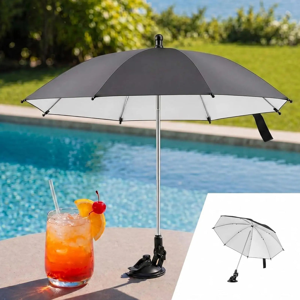 Table Top Umbrella Portable Adjustable Suction Cup Base Sun Protection Mini Drink Umbrella With Base for Terrace Beach Trip Qme