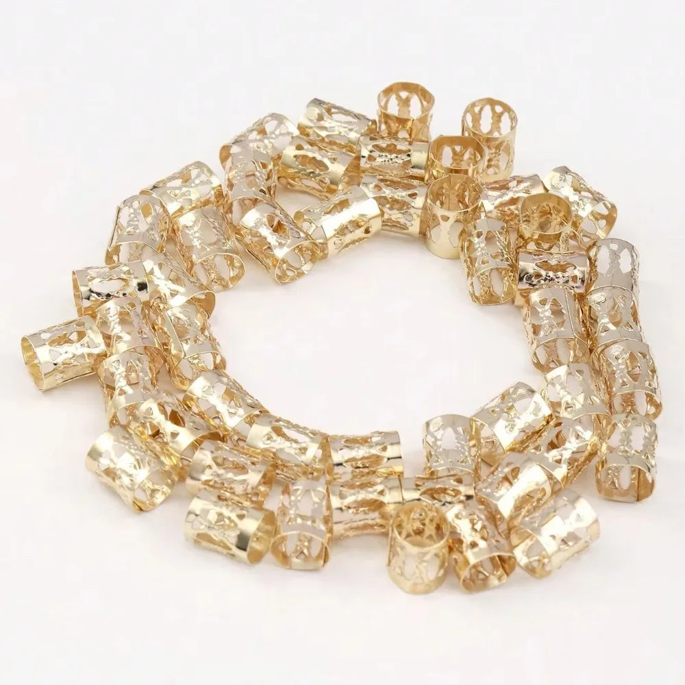 Metal Hollow Hair Rings Beads Braid Clips Dreadlock Cuffs Braiding Qme