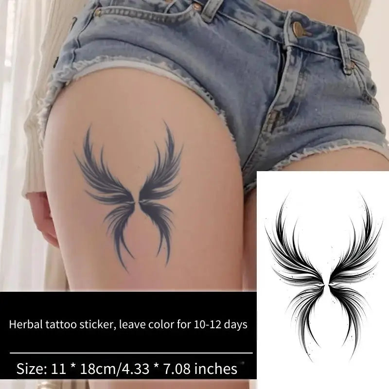 Watercolor Smoke Angel Wings Butterfly Wings Herbal Juice Tattoo Sticker Temporary Tattoo Waterproof Long Lasting Arm Leg Men Wo Qme