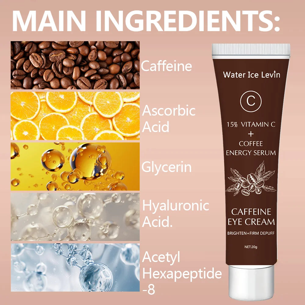 Caffeine Eye Cream with 15% Vitamin C to Lighten dark circles and Tighten Skin Instant Eye Repair Essence Women's Eye Care Qme