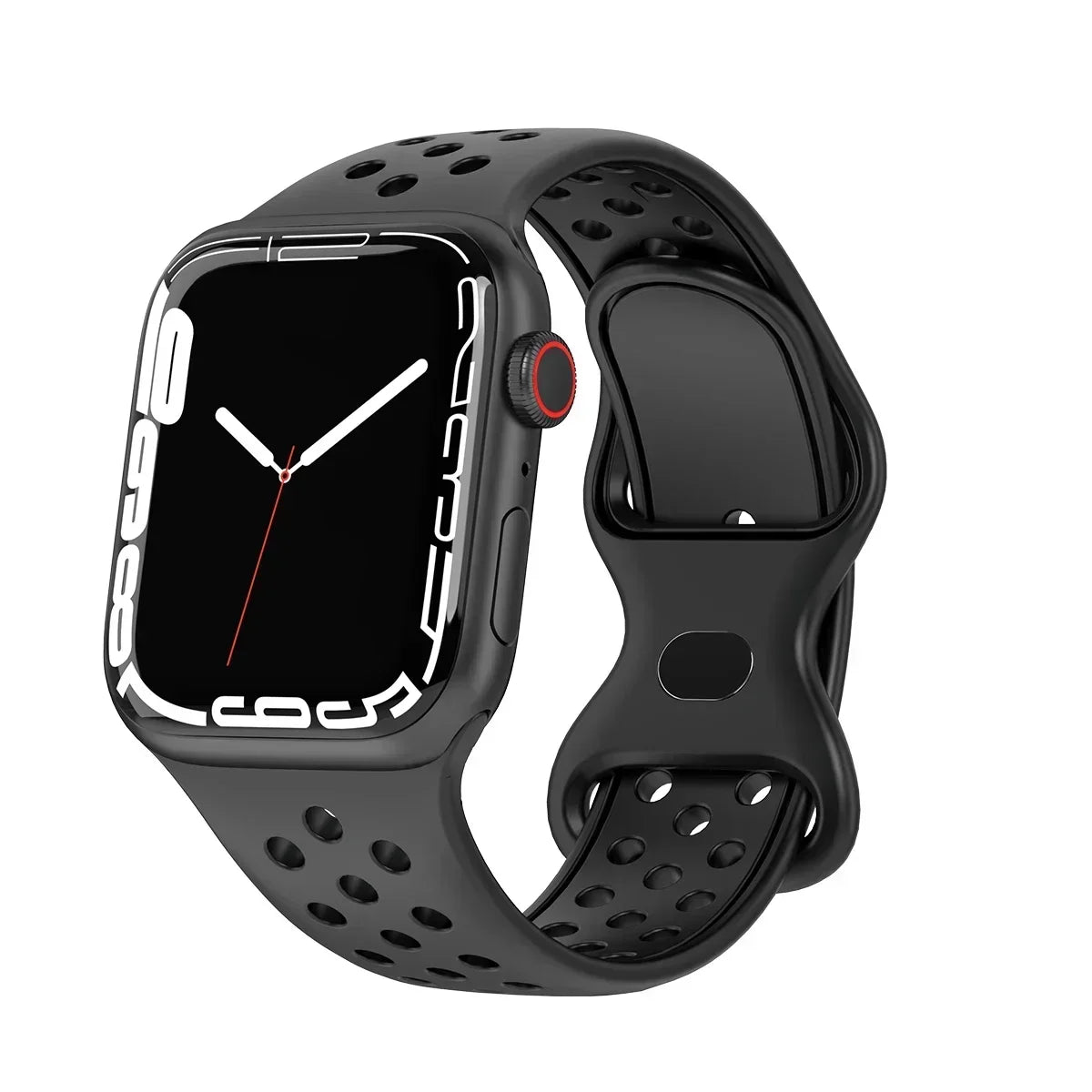 Silicone Strap for Apple Watch Band Ultra 2 49mm 38mm 42mm Sport Bracelet iWatch Series 9 8 7 41mm 45 mm 7 6 SE 5 4 3 44mm 40mm Qme Black 38MM 40MM 41MM