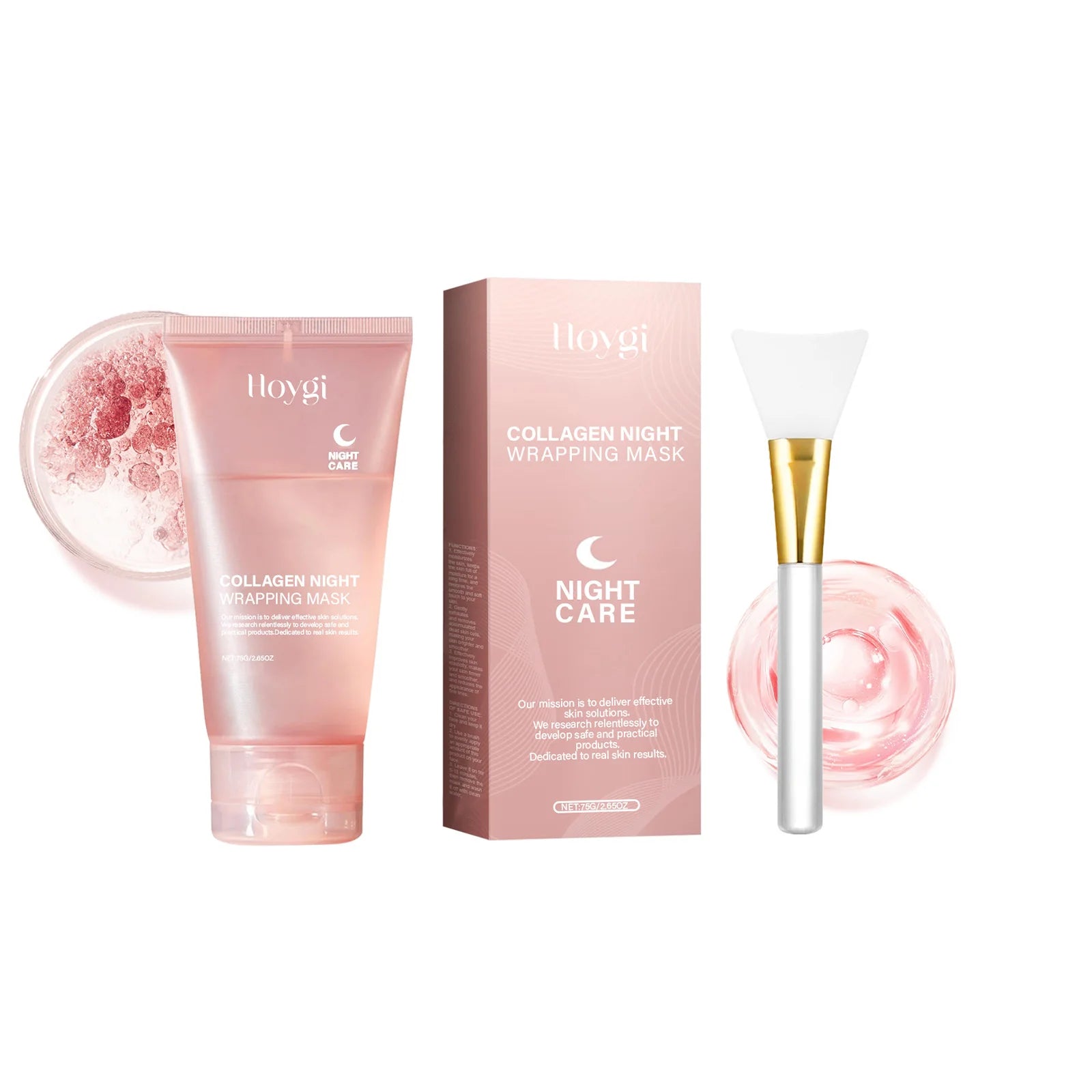 Collagen Night Wrapping Mask Moisturizing Firming Peel-Off Mask Gel Face Deep Cleansing Pores Hydrating Brightening Facial Mask Qme 1Pcs