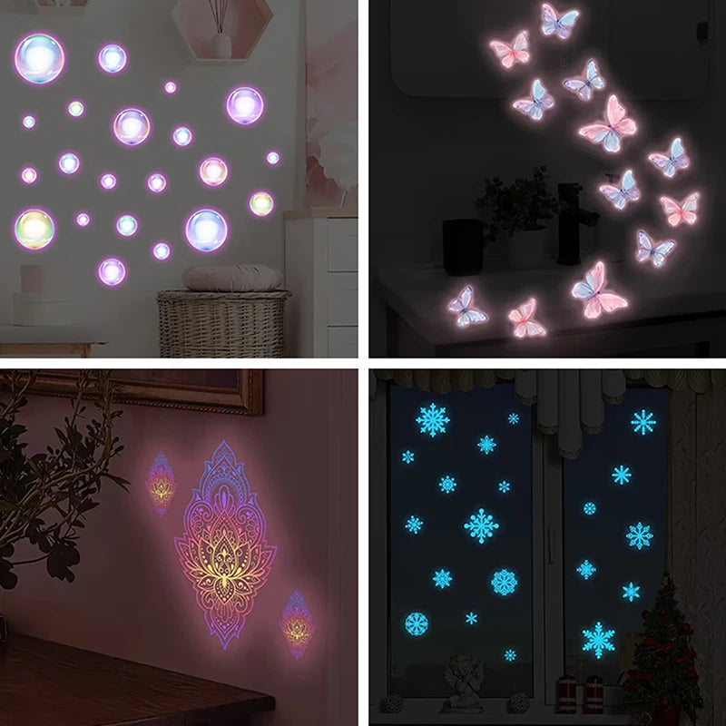 Living Room Bedroom Removable PVC Decals Home Decor Glow-in-the-dark Qme