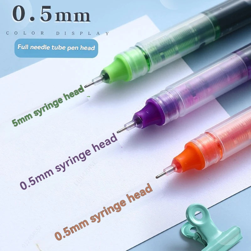 10Pcs/set High Quality Gel Pens Straight Liquid Ballpoint Pen Colors Kawaii Stationery School Office Supplies Writing Qme