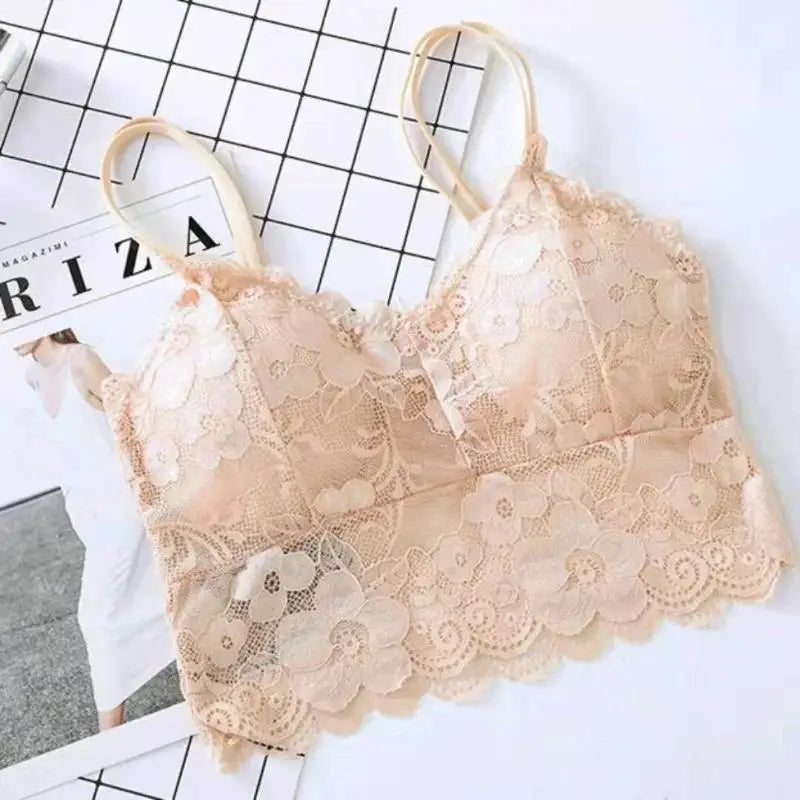 Women Lace Seamless Bras Sexy Wrapped Chest Strap Pad Camisole Qme