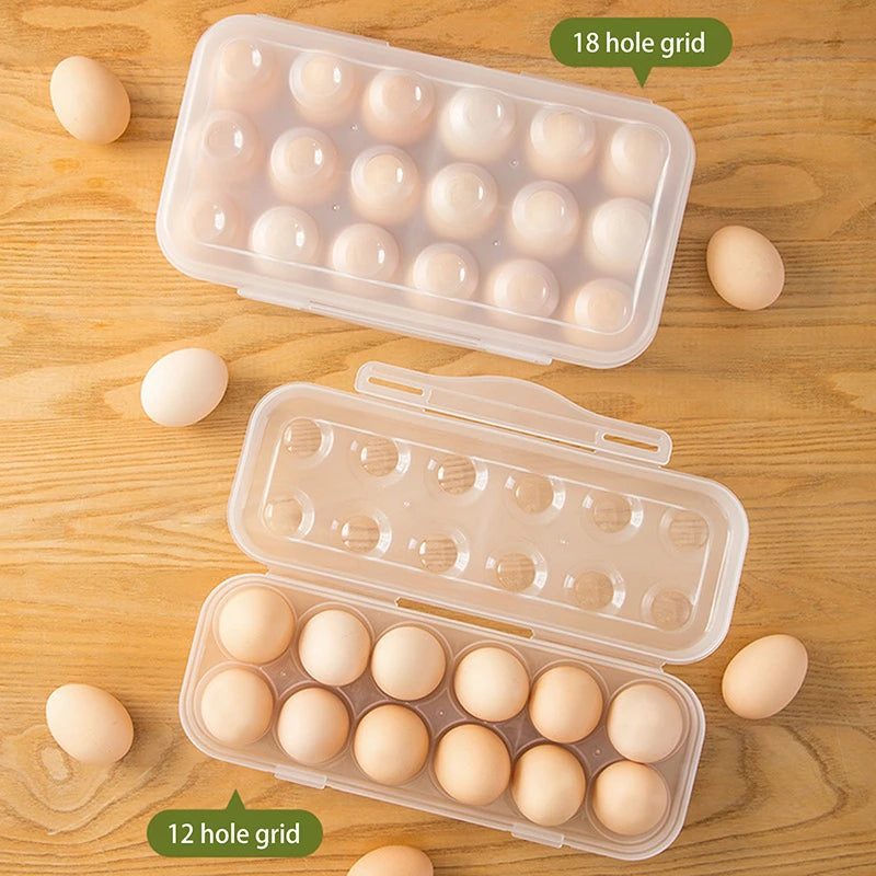 Household Fridge Egg Organizer Tray 12 18 Grid Storage Box Lid Qme