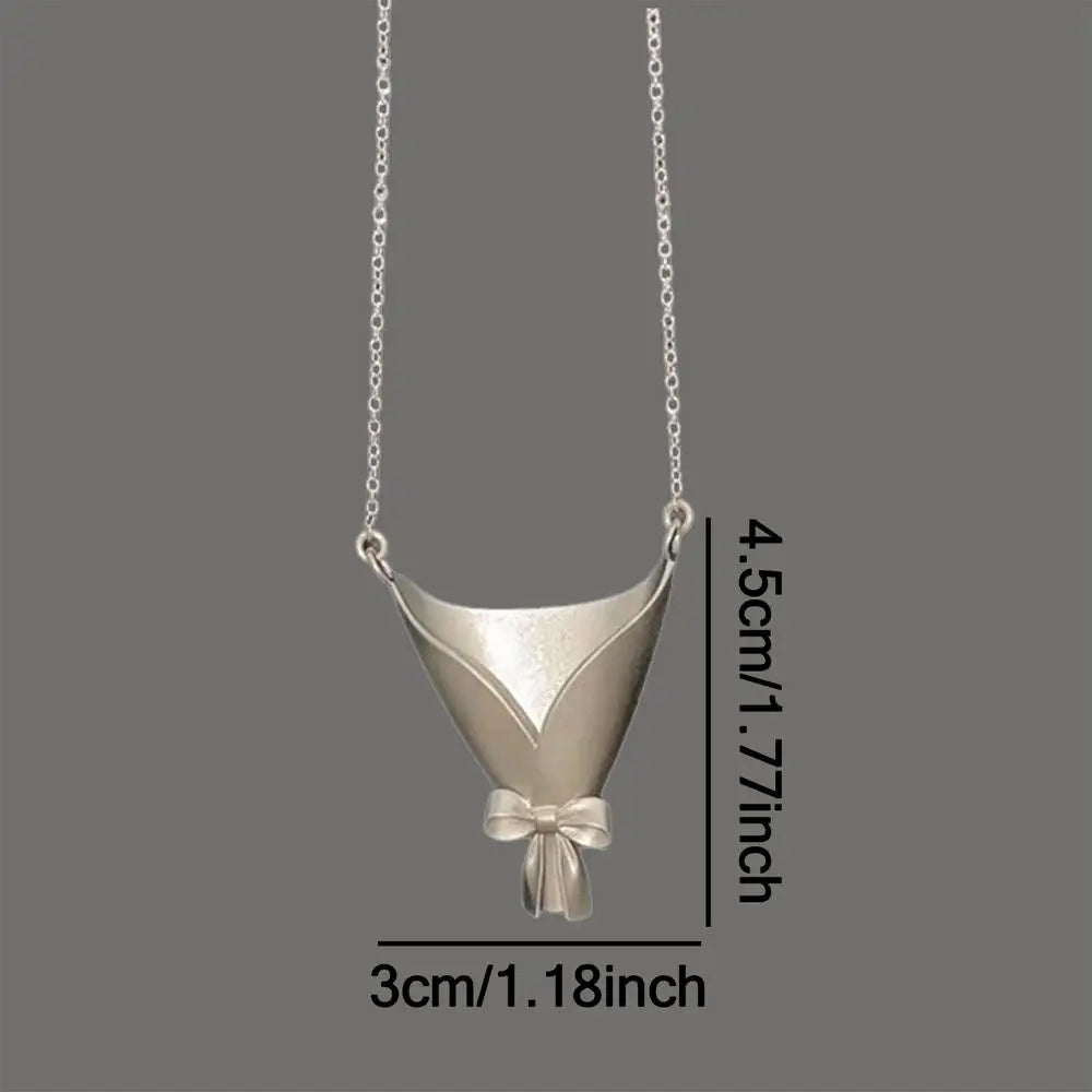 1pc Vase Necklace Fashion Neck Jewelry Flower Bouquet Pendant Chain For Girls Ladies Mothers Girlfriends Wives Holiday Birthday Qme as shown