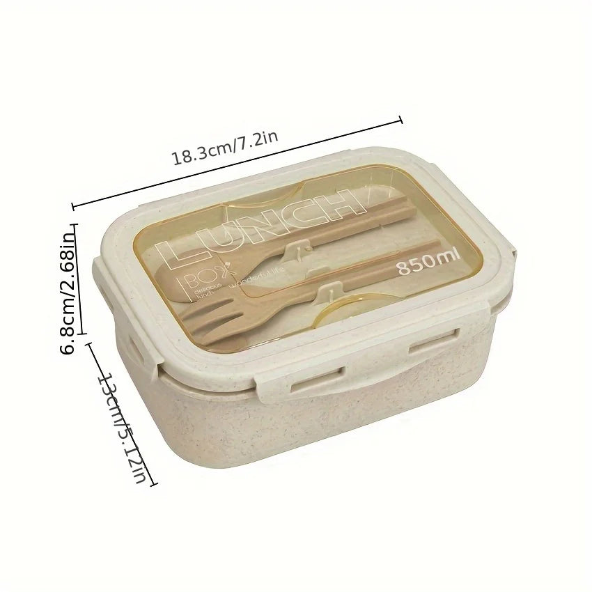 Wheat Straw Lunch Box Bento Students Portable Sealed Compartment Qme