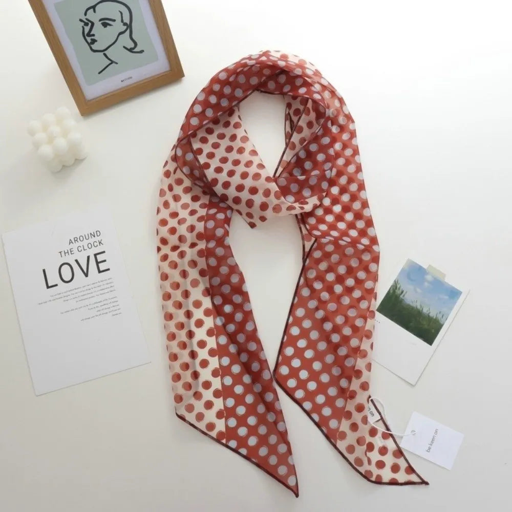 Elegant Polka Dots Long Scarf Versatile Narrow Scarves Fashionable Qme