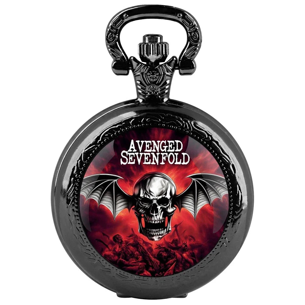 Avenged Sevenfold Design Glass Dome Quartz Pocket Watch Necklace Men Women Unique Jewelry Pendant Birthday Accessories Gift Qme 01