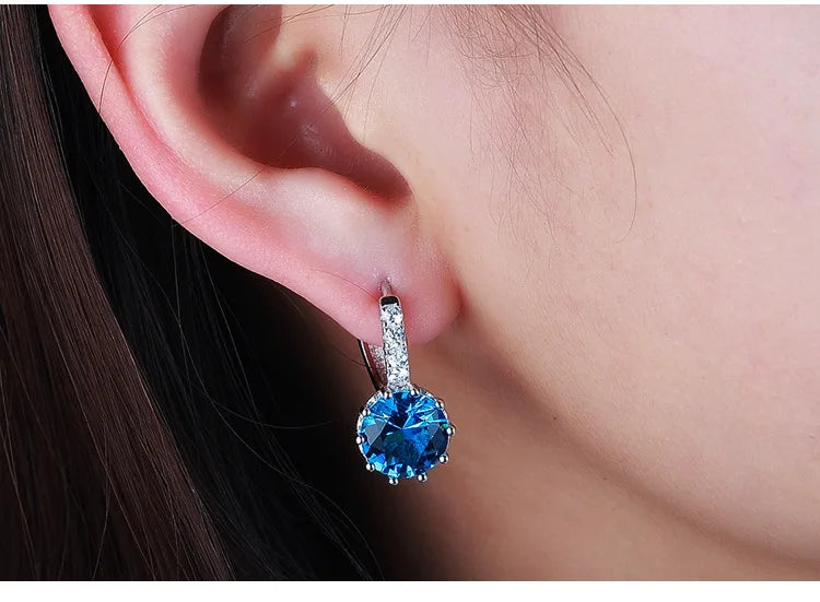 Big Sale 925 Sterling Silver Color Loop Hoop Earrings Candy Cubic Zircon Charms Women Jewelry Wedding Accessory Brincos Qme