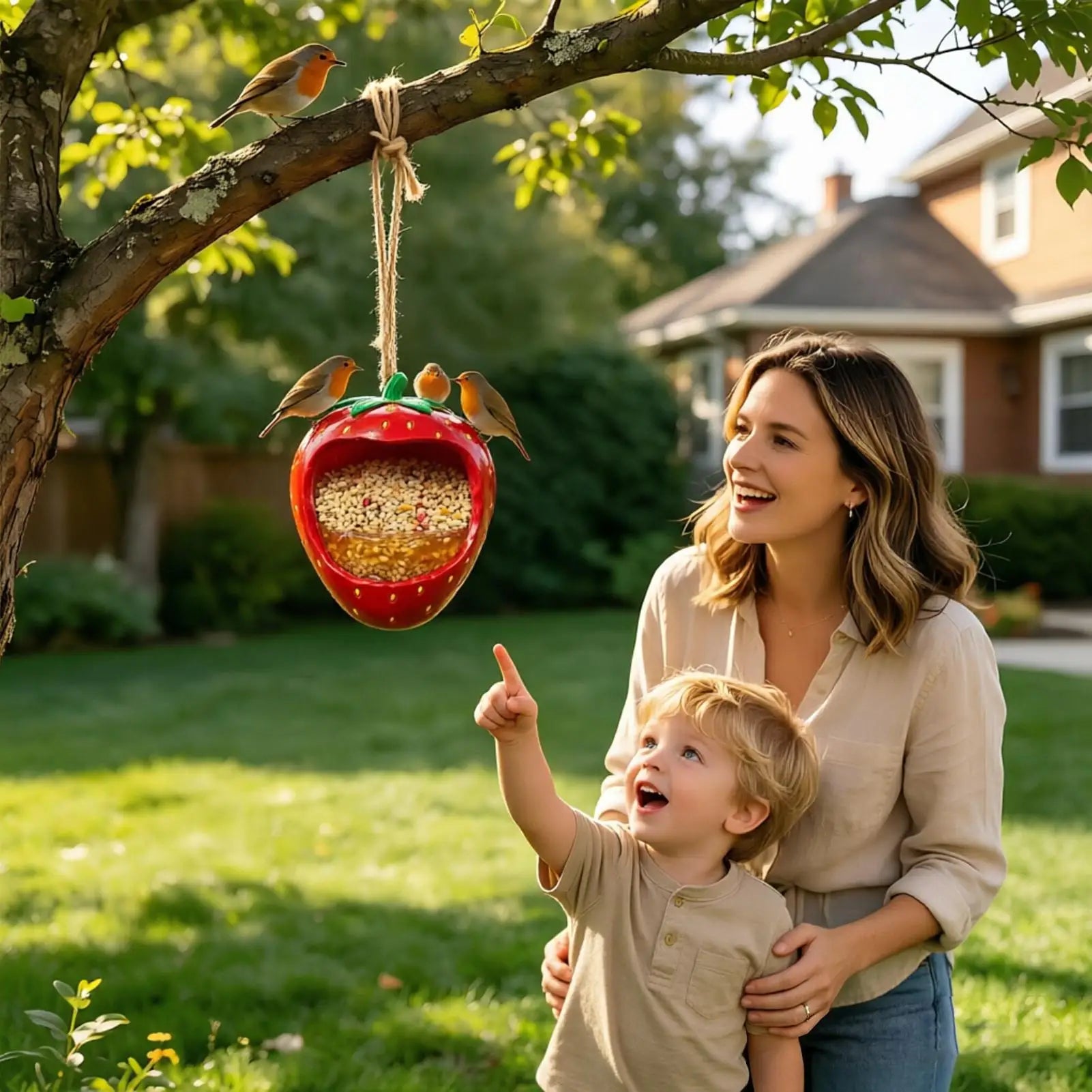 Outside Bird Feeders Fruit Shaped Resin Weatherproof Birdfeeder Qme