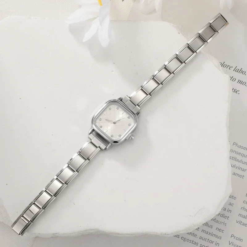 Wholesale 2026 Stainless Steel Watch Head Bracelet 9mm DIY Italian Charm Fashion High Quality Women Men's Premium Square Watches Qme