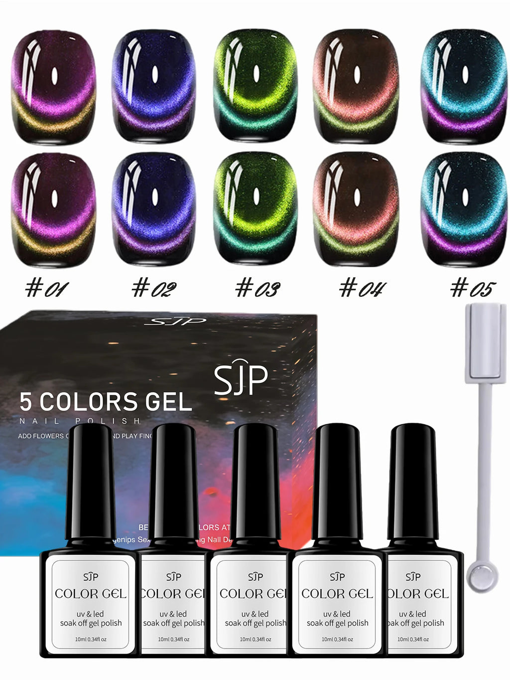 1 Double-light Cat Eye Gel Luxury 9D Magnetic UV Nail DIY Art Charm Qme