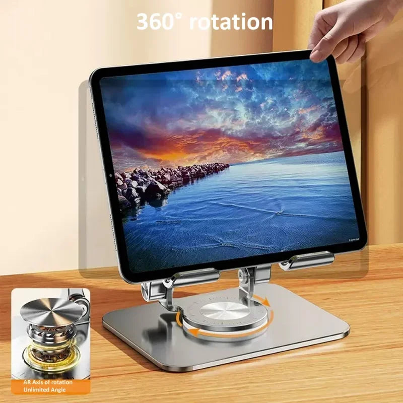 Aluminum Tablet Stand Desk Riser 360° Rotation Multi-Angle Height Adjustable Foldable Holder Dock for Xiaomi iPad Tablet Qme