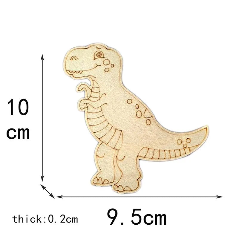 5Pcs Hand Coloring Blank Wooden Pieces Foor Children Handmade Toys Cartoon Dinosaur Wood Crafts Home Ornaments Decor c3542 Qme
