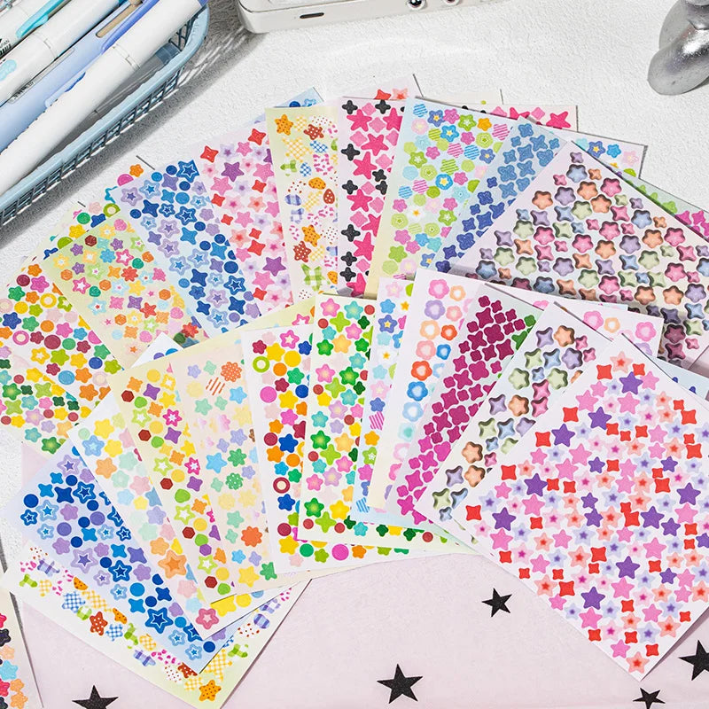 24Pcs/book Cute Die-cut Flash Decorative Stickers Book DIY Scrapbook Phone Case Decoration Collage Material Aesthetic Stationery Qme
