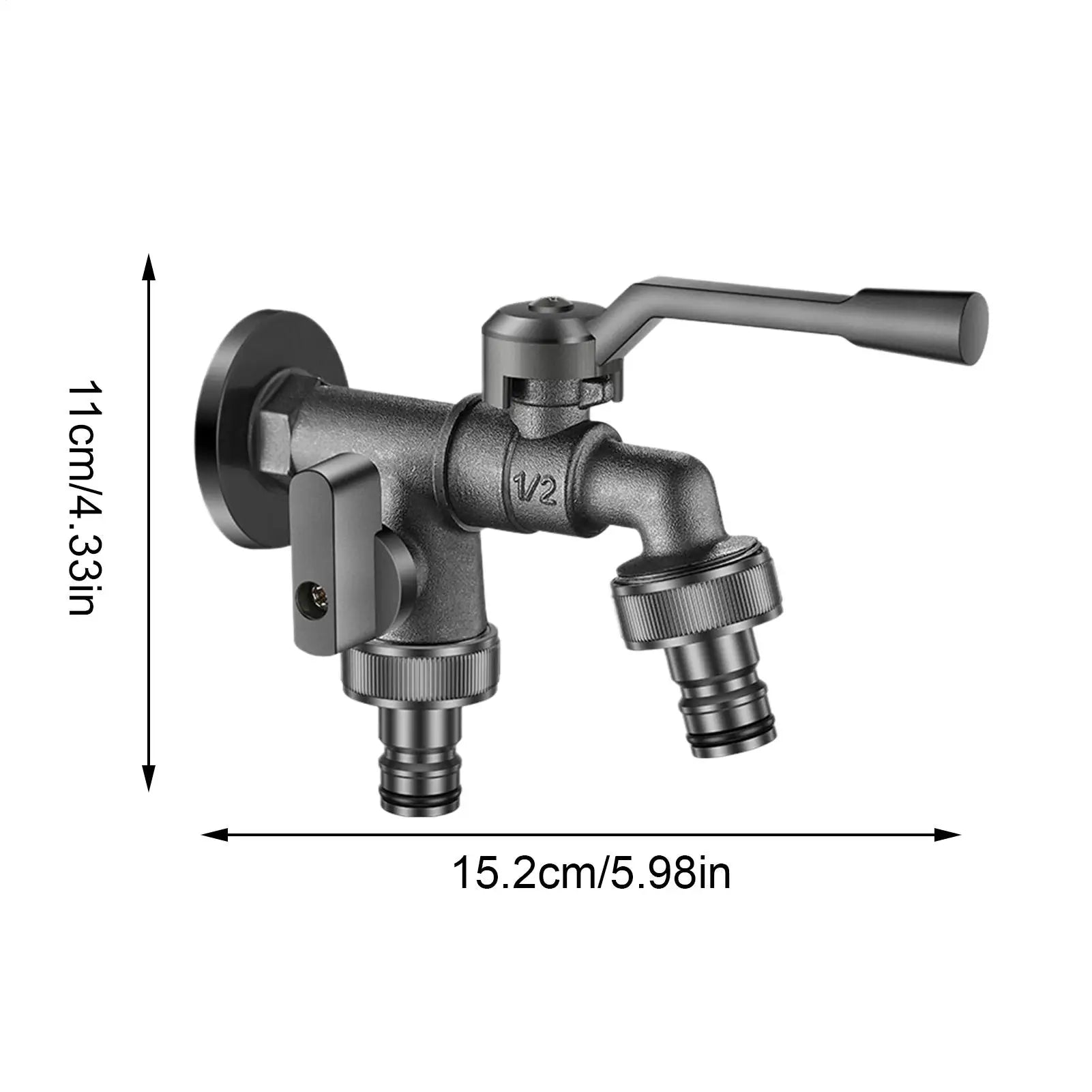 Garden Water Faucet Heavy Duty Anti-Freeze Precise Control 2-Way Faucet For Outdoor Garden For Car Washing Flowers Irrigation Qme