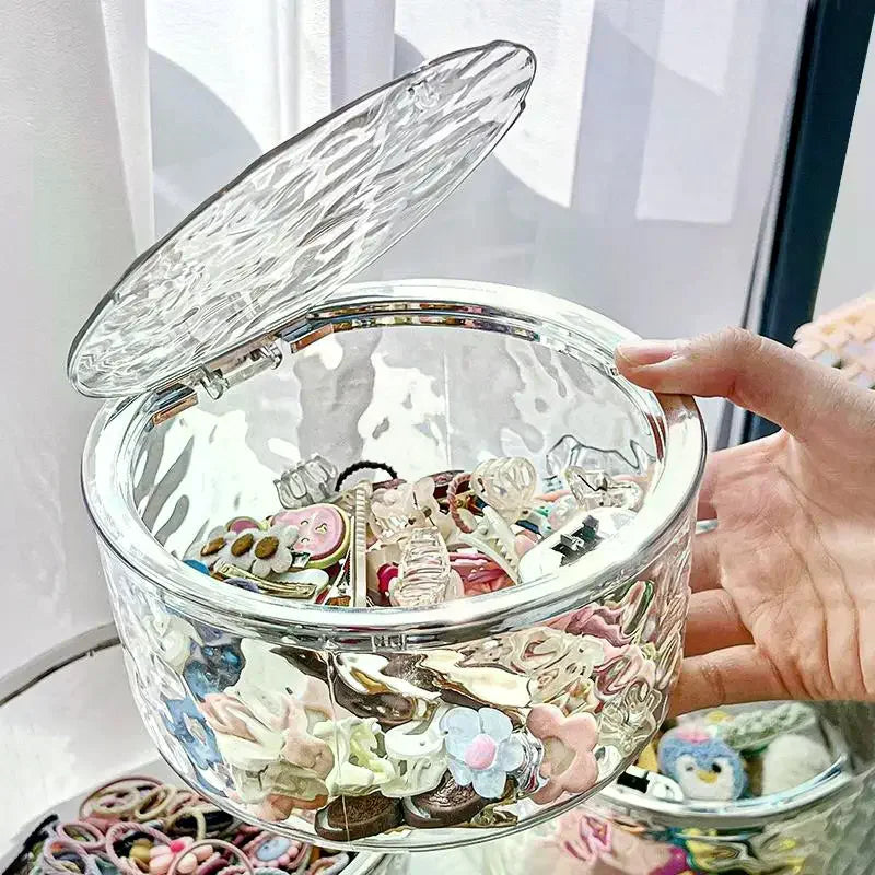 Hair Accessories Organizer Storage Box Clear Hair Tie Organizer For Headband Bows Cotton Swab Organization Bathroom Home Storage Qme