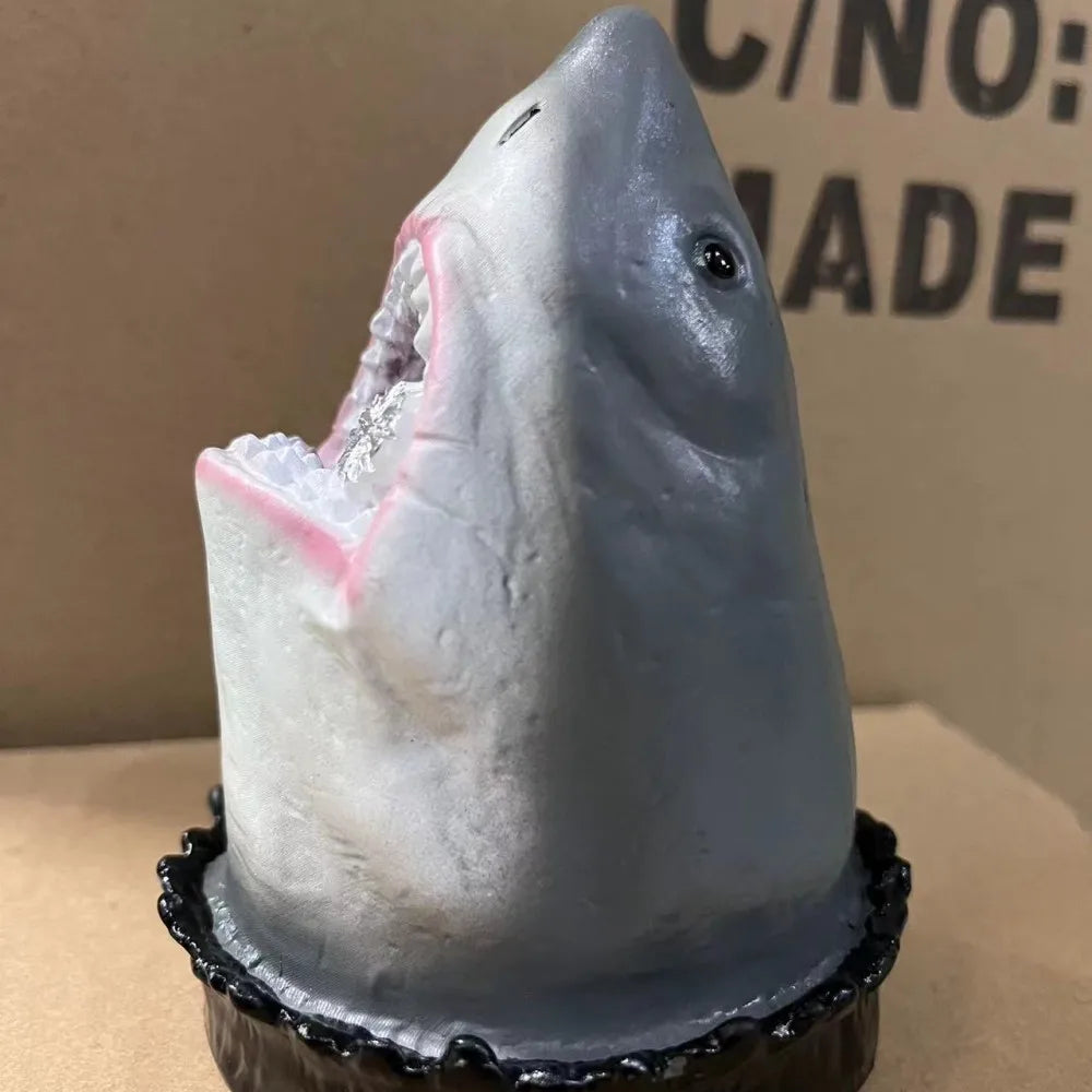 Great White Shark Head Sculpture Wall Hanging Cosplay Resin 3D Jaws Statue Ocean Art Craft Ornament Home Decoration Qme B 22cm CN