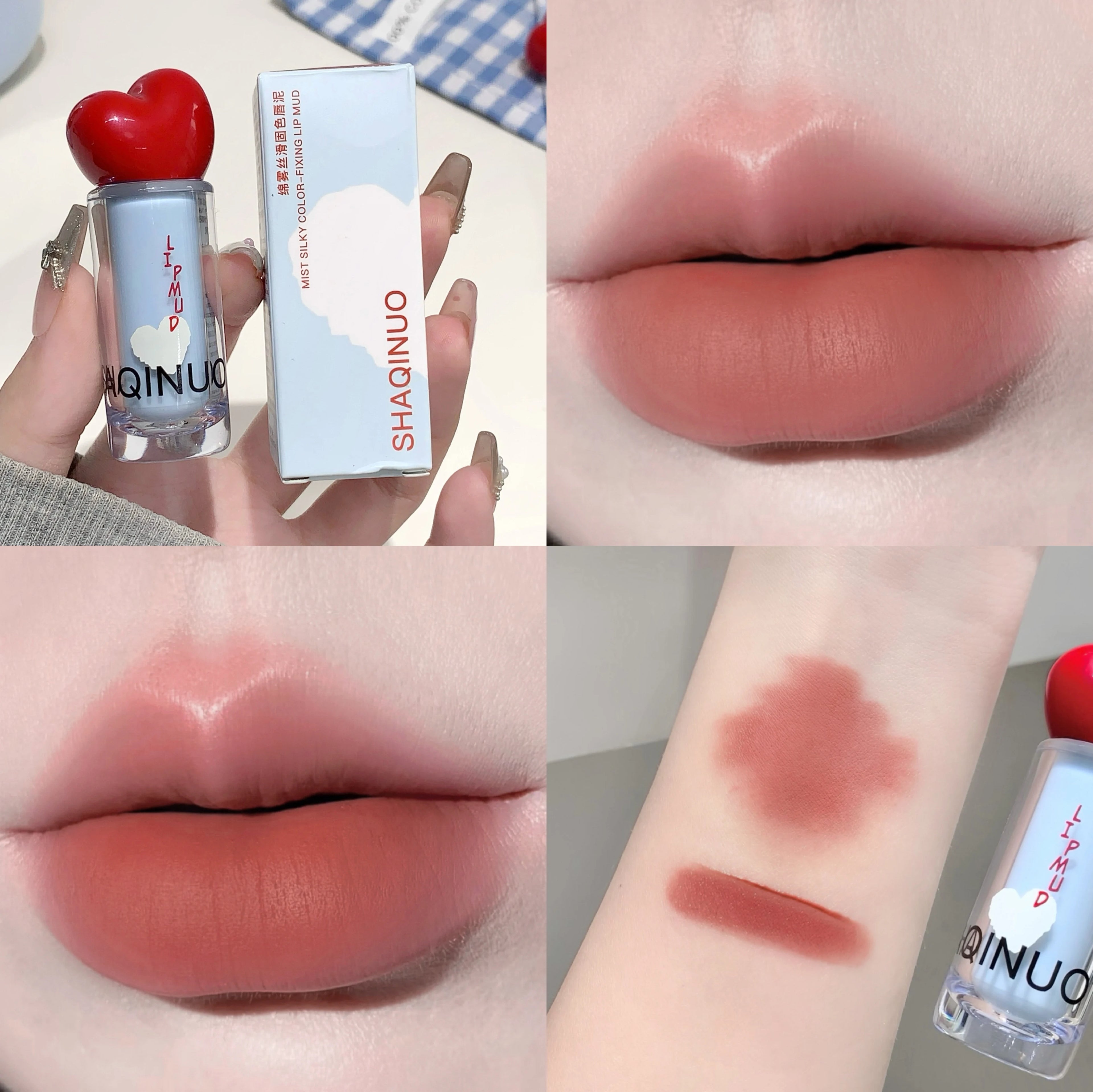 SHAQINUO Velvet Matte Lip Mud Soft Mist Mousse Glaze Apple Qme S9109-02