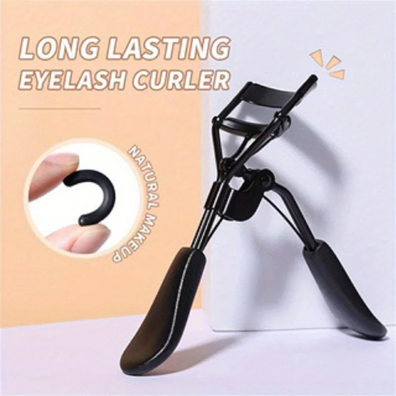 1 Portable Eyelash Curler Silicone Pad Stainless Steel Lashes Create Qme