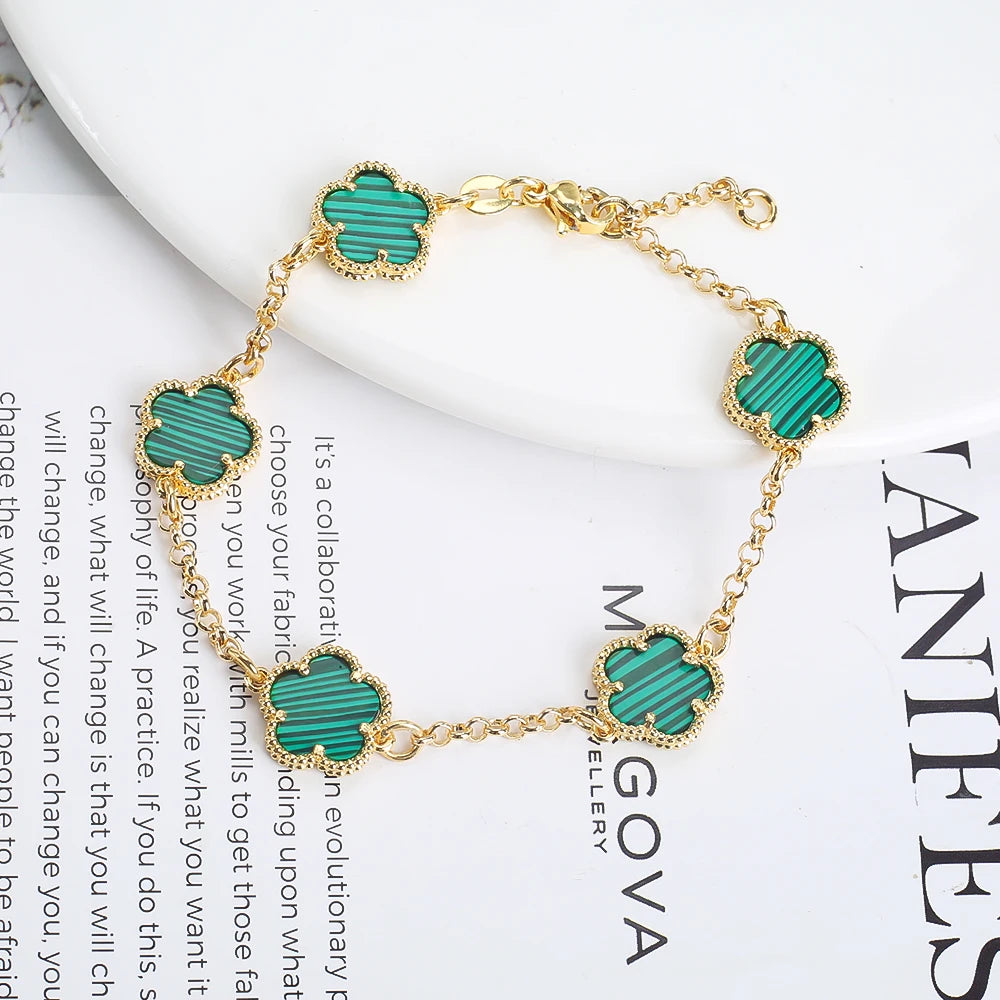 2023 INS Hot Sale 10 Colors Five Leaf Flower Bracelet Classic Fashion Adjustable Bracelet Sweet Romantic Woman Party Jewelry Qme