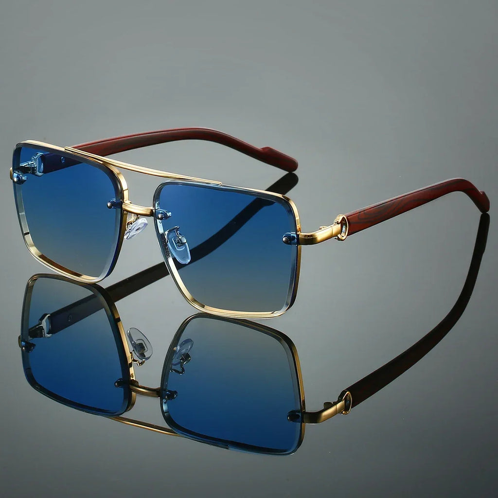 Fashion Retro Square Metal Shades Women's Original Brand Design Driving Sunglasses New Double Bridge Pilot Sun Glasses Qme