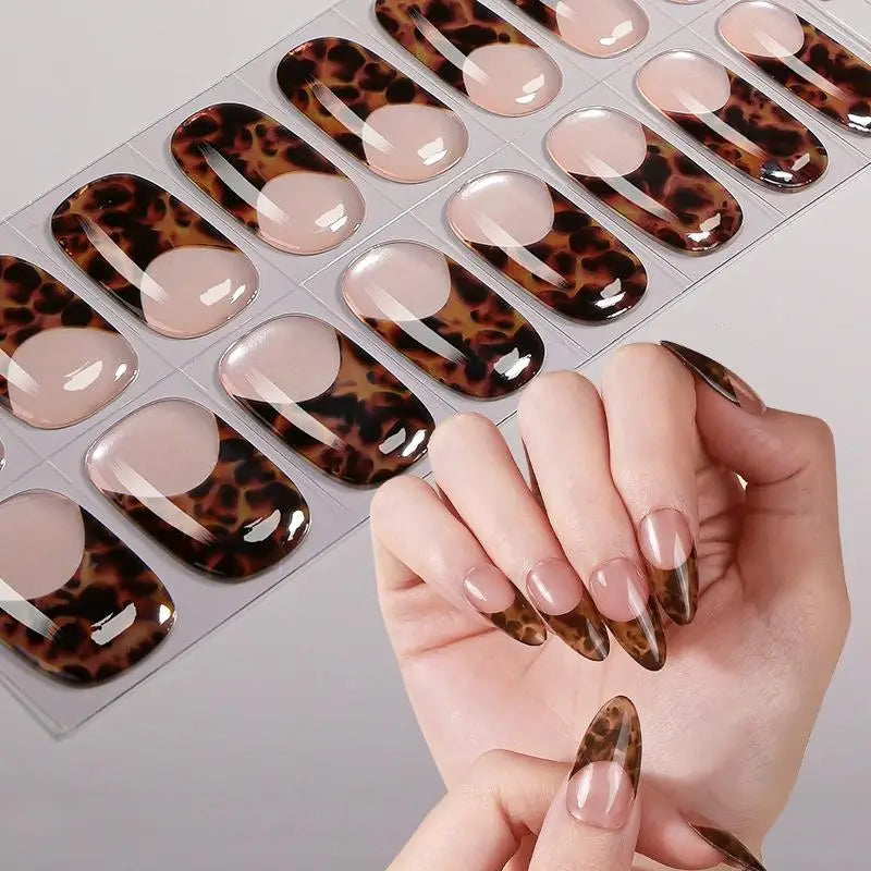 Nail Stickers Woman Strips Cheetah Print Gel Wraps Long Lasting Full Qme