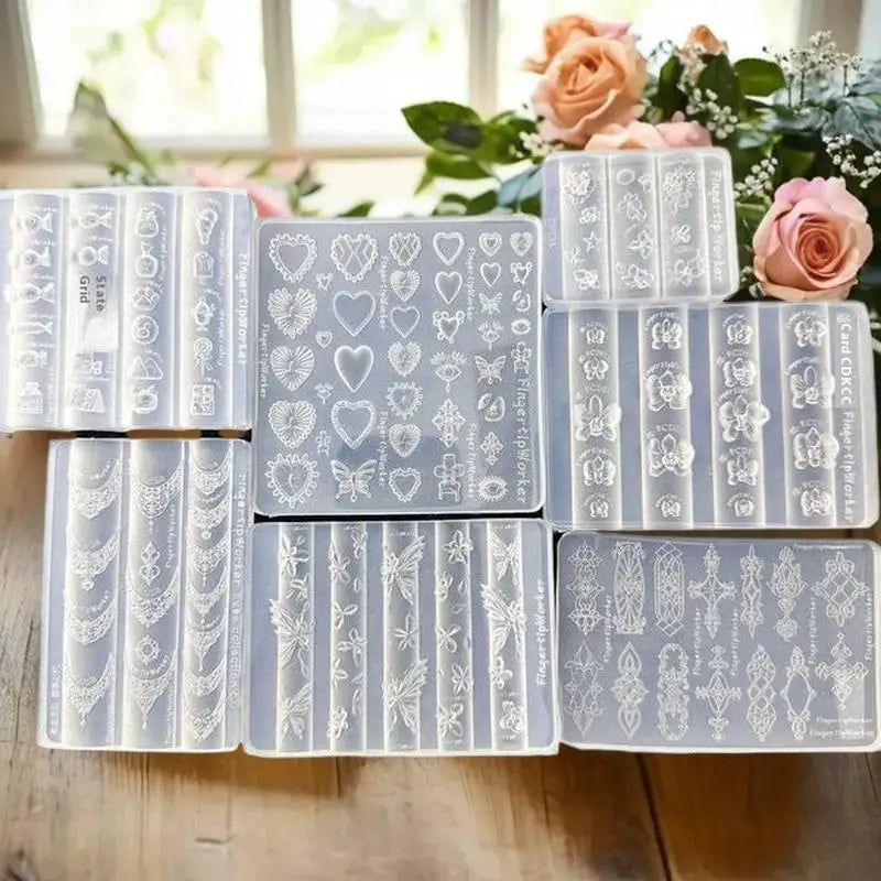Transparent DIY Acrylic Nail Art Mold French Heart Necklace Butterfly Qme