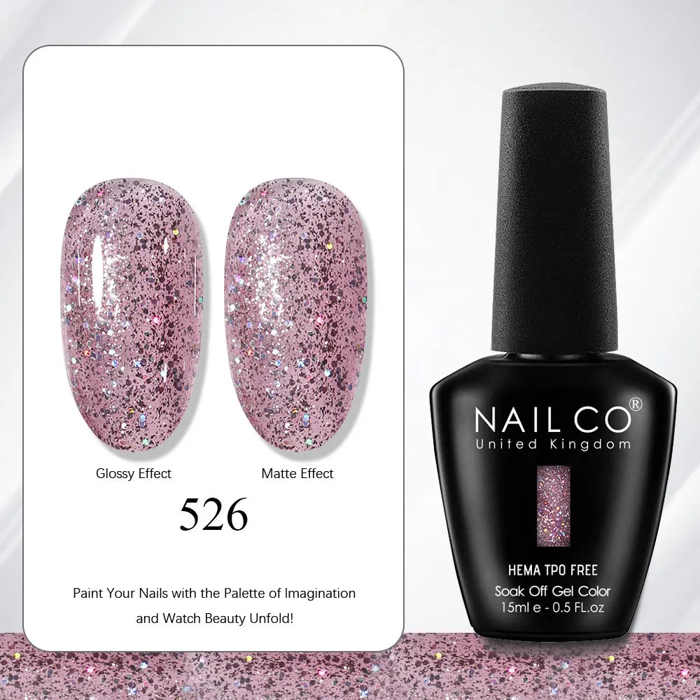 NAILCO Gel Nail Polish Nails Semi-permanent UV Varnish Glitter Glass