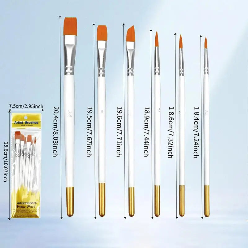 Artist Nylon Paint Brushes Paintbrushes Acrylic Oil Watercolor Qme