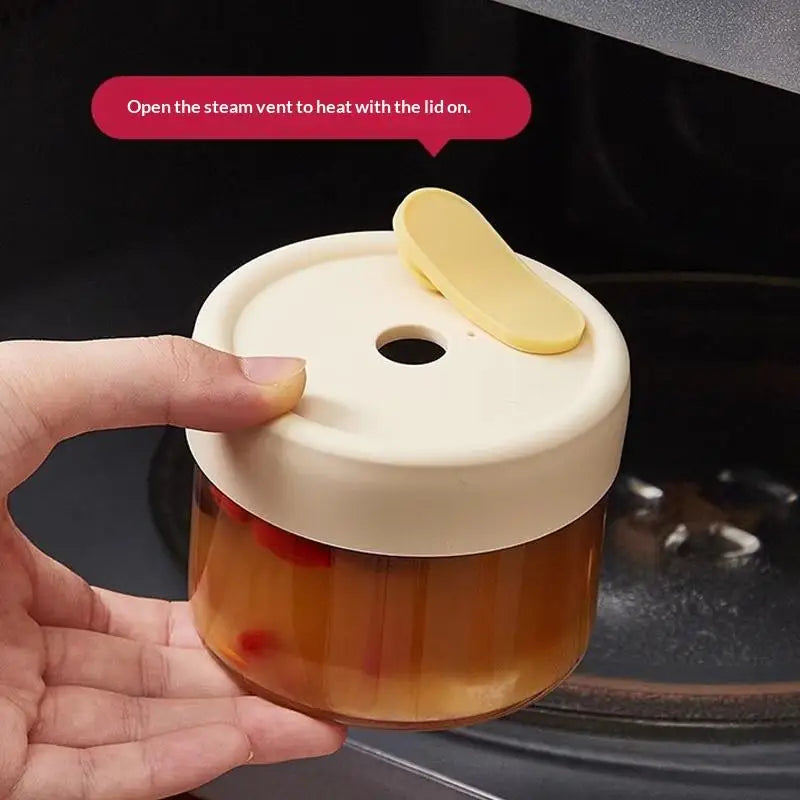 Sealed Silicone Lid Heat Resistant Microwavable Soup Juice Container Qme