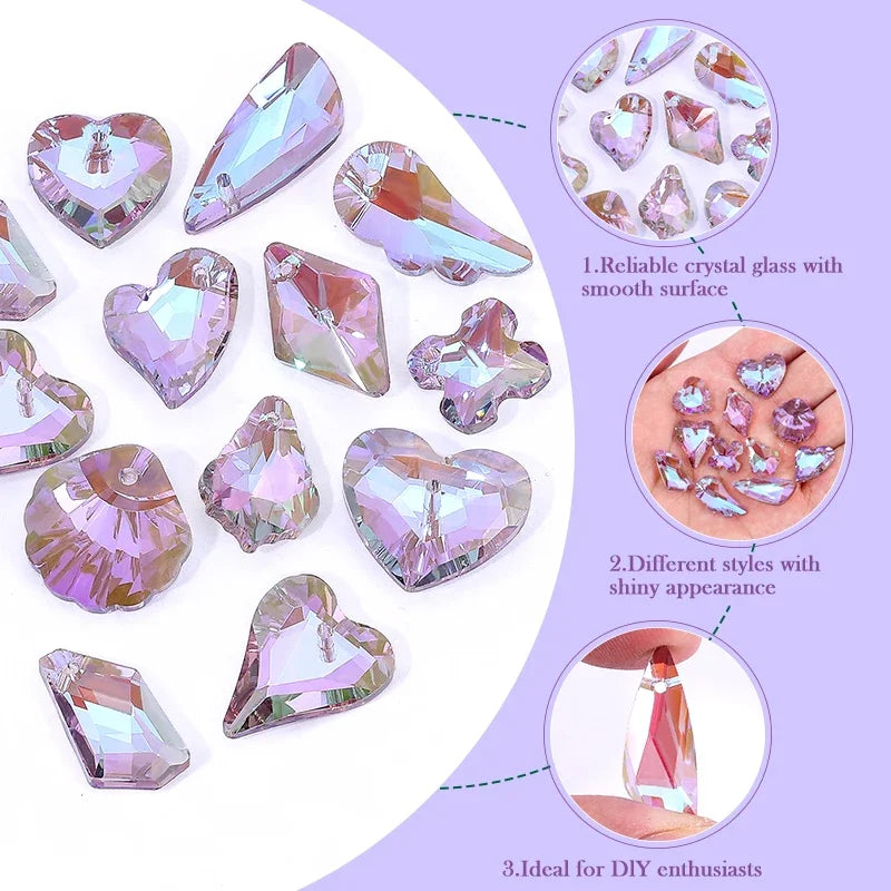 Charming Crystal Pendant Multi Shaped Rhinestone Pendant Crystal Jewelry Accessories Crafts Stone for Earrings Bracelet Making Qme